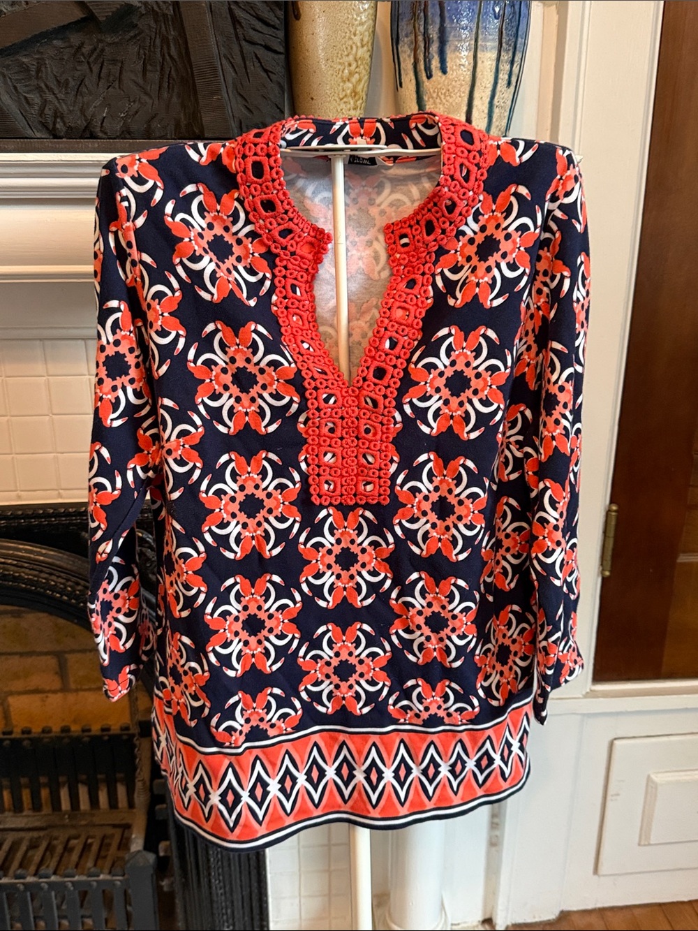 crown & ivy Printed Tunic with Embellished Placket- NWT. Retail 64.50